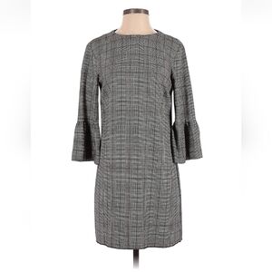 Zara Dress Womens Size S Gray Black Plaid Bell Sleeves Modest Preppy Academia